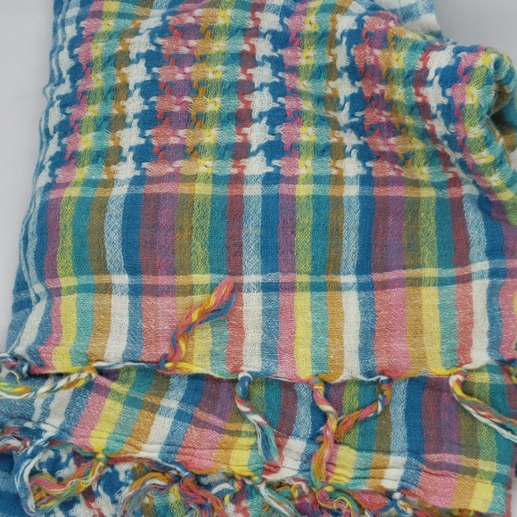 Spring Multicolored Rectangle Fringe Scarf - Picture 3 of 4